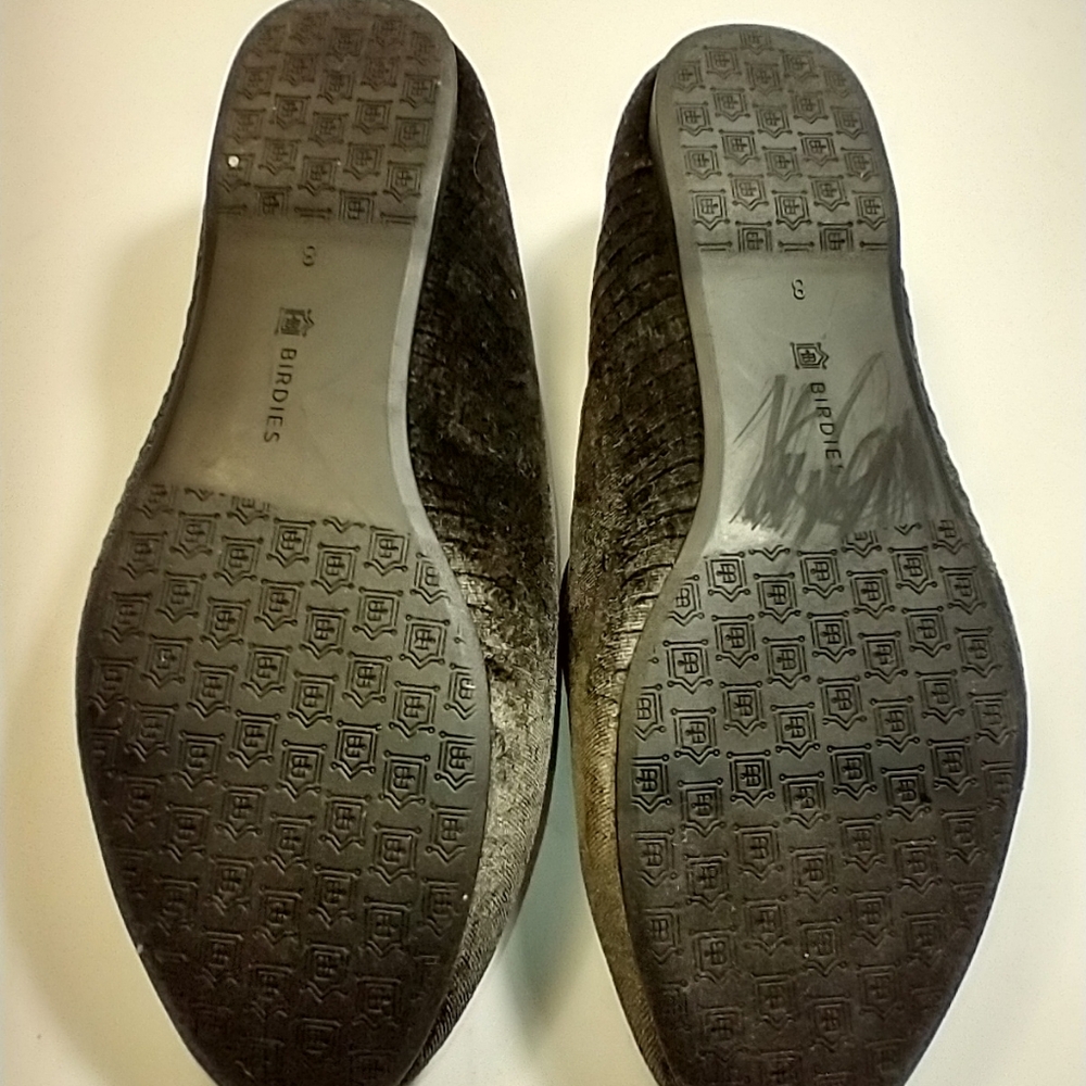 Birdies The Starling Charcoal Python Velvet Embossed Loafers Women's sz 8. - Picture 9 of 11